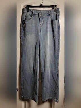 NWT Halara Flex Asymmetrical Waist Wide Leg Jeans Small Regular Light Wash